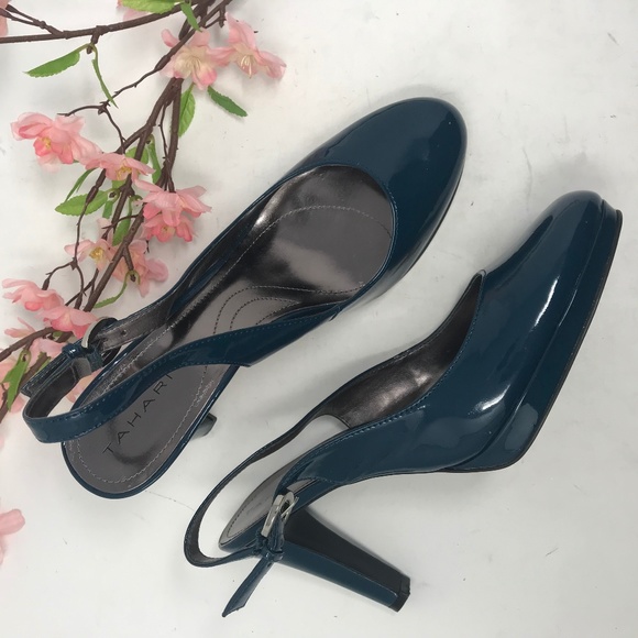 Tahari Shoes - Tahari Size 9 M Carolyn Teal Green Slingback Heels